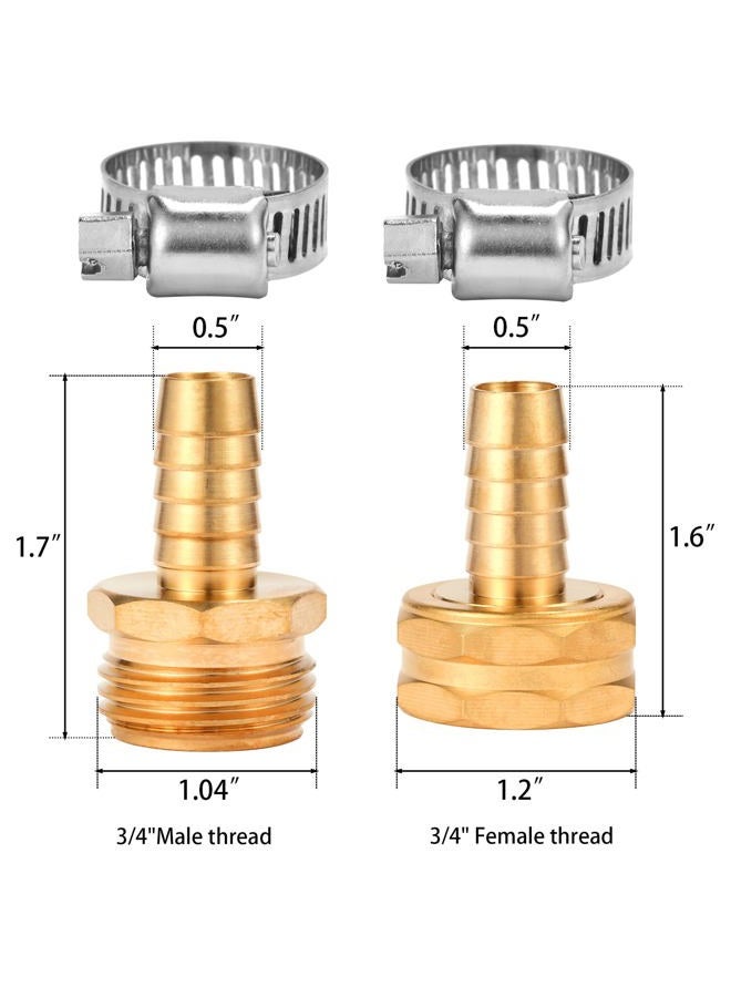 Sanpaint ,Brass Garden Hose Connector Repair Mender Kit with Stainless Clamp,Fits 1/2" Water Hose Fitting,3 Sets(1/2" Barb x 3/4" GHT) - Image 2