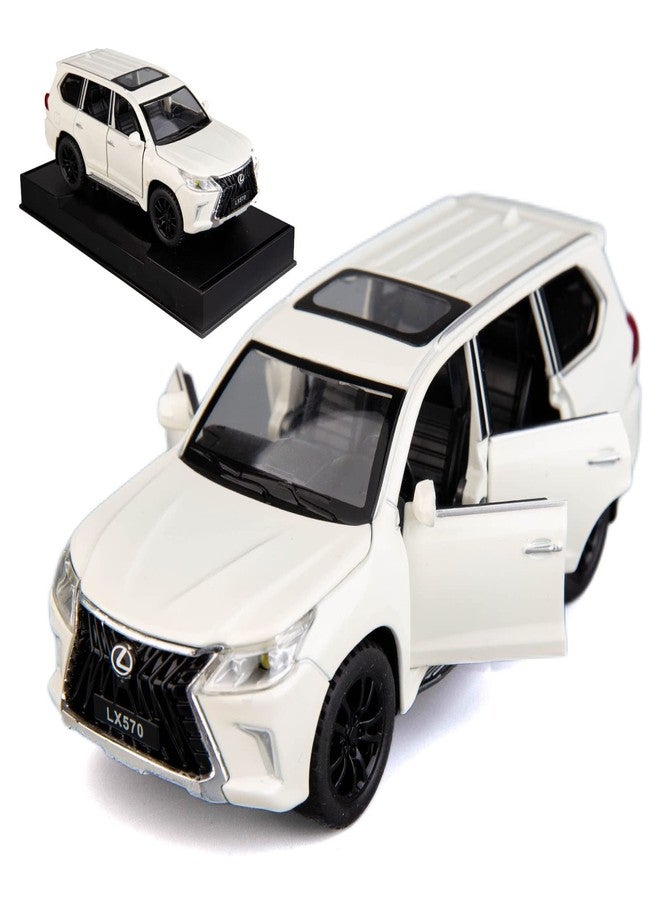 BDTCTK 1/32 Compatible for Lexus LX570 Off-Road in Luxury SUV Model Car, Zinc Alloy Pull Back Toy car with Sound and Light for Kids Boy Girl Gift(White) 1/32 White, VB32633 - Image 1
