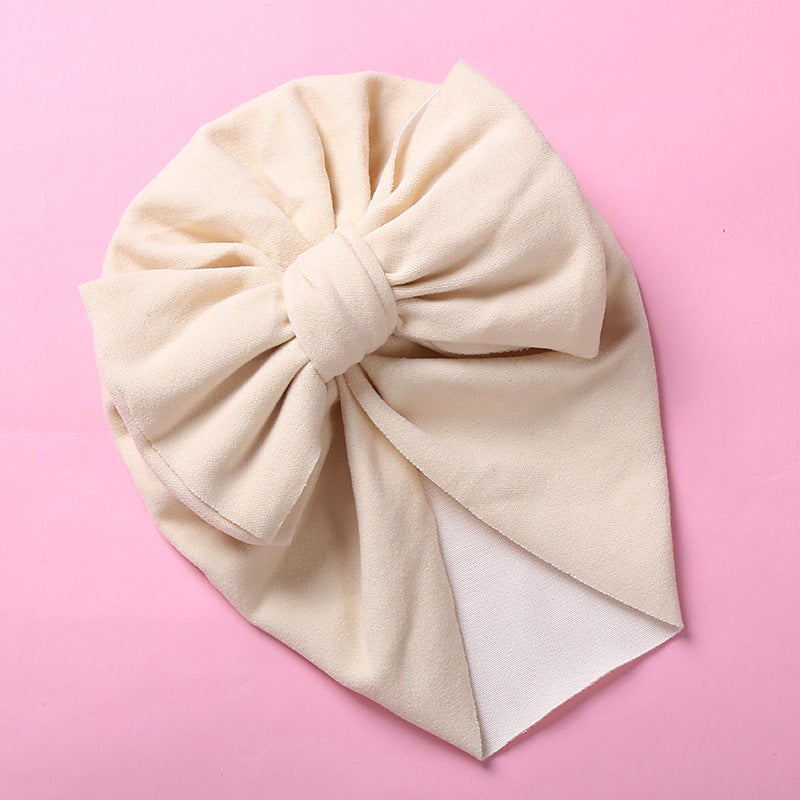 Generic Double Bow Cashmere-like Kids Cap 14 beige
