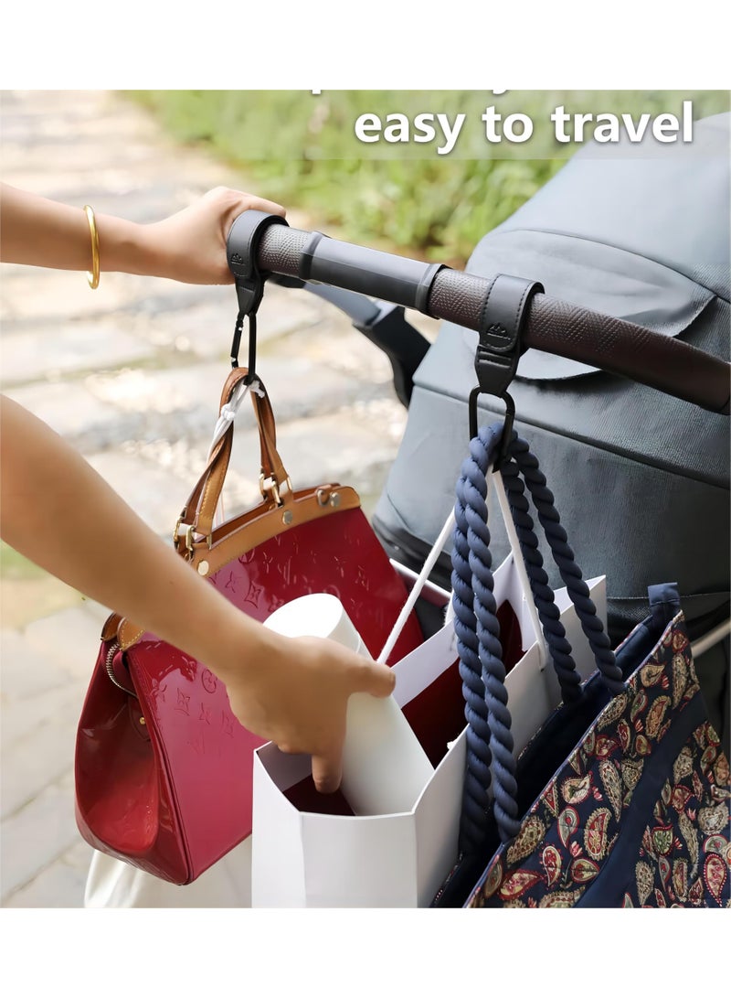 YelaJoy 2 Pcs Baby Stroller Hooks, Premium Vegan Leather Multipurpose Pram Bag Straps, Heavy Duty Hanging Hooks for Diaper Bags, Grocery Shopping Totes and Handbags (Black) - Image 5