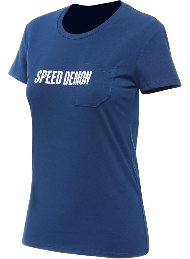 Dainese Demon Pocket Womens T-Shirt - Navy Peony - Image 1