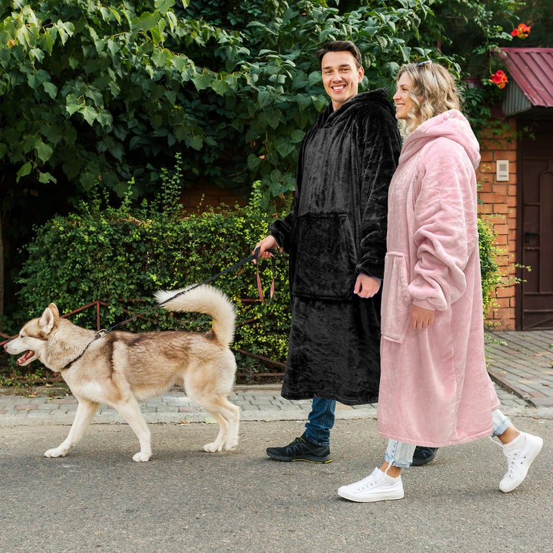 KPBLIS Wearable Blanket Hoodie Gifts for Women Men, Cozy Hoodie Blankets Sweatshirt Christmas Birthday Gifts for Women Mom Wife, Warm Fleece Hooded Blanket with Sleeves for Adults, Dark Gray - Image 5