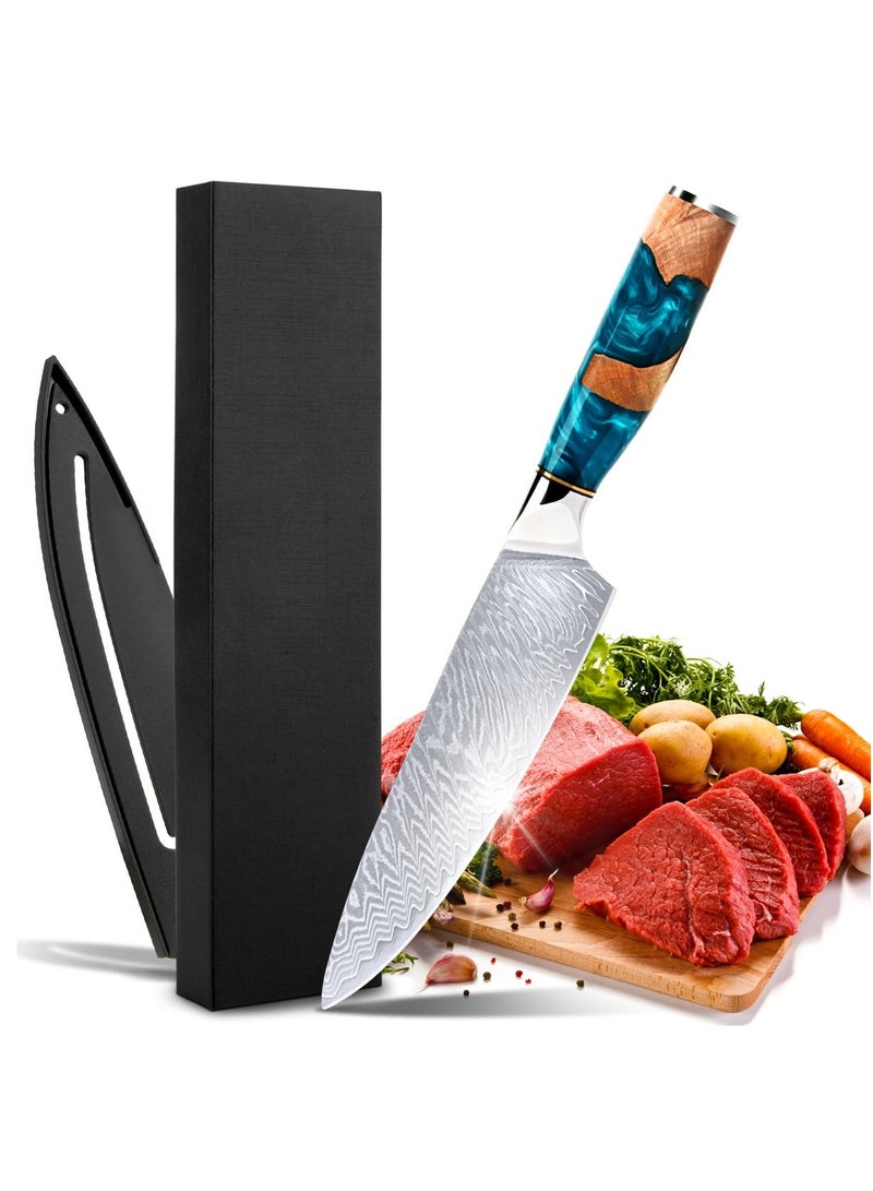 Chef Knives, Damascus Steel Chef Knife, Professional Sharp High Carbon Kitchen Knife, Ergonomic Handle, Superior Multipurpose Kitchen Knife for Home and Restaurant - Image 1