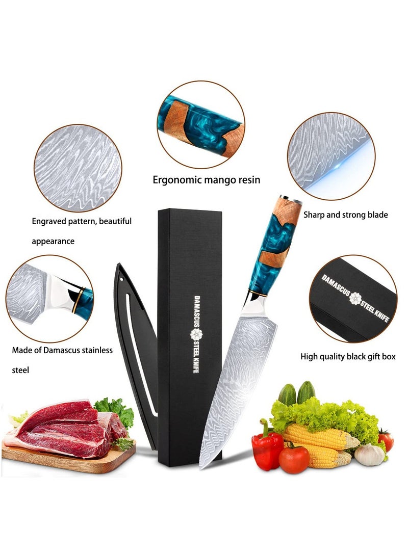 Chef Knives, Damascus Steel Chef Knife, Professional Sharp High Carbon Kitchen Knife, Ergonomic Handle, Superior Multipurpose Kitchen Knife for Home and Restaurant - Image 4