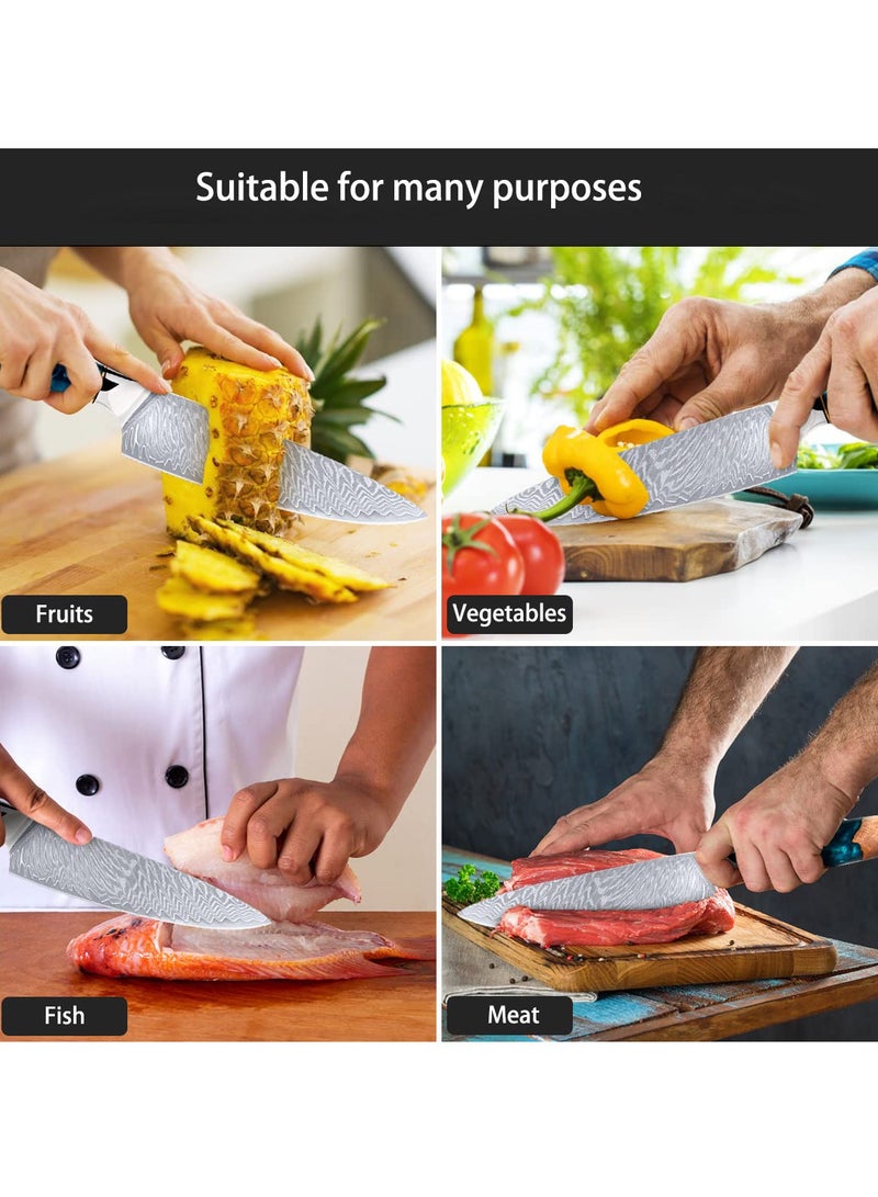 Chef Knives, Damascus Steel Chef Knife, Professional Sharp High Carbon Kitchen Knife, Ergonomic Handle, Superior Multipurpose Kitchen Knife for Home and Restaurant - Image 5