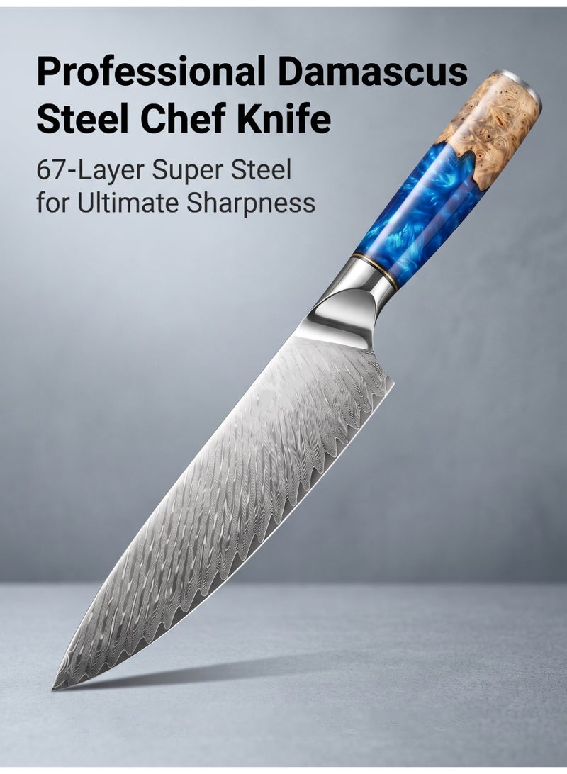 SSGP Chef Knives, Damascus Steel Chef Knife, Professional Sharp High Carbon Kitchen Knife, Ergonomic Handle, Superior Multipurpose Kitchen Knife for Home and Restaurant - Image 2