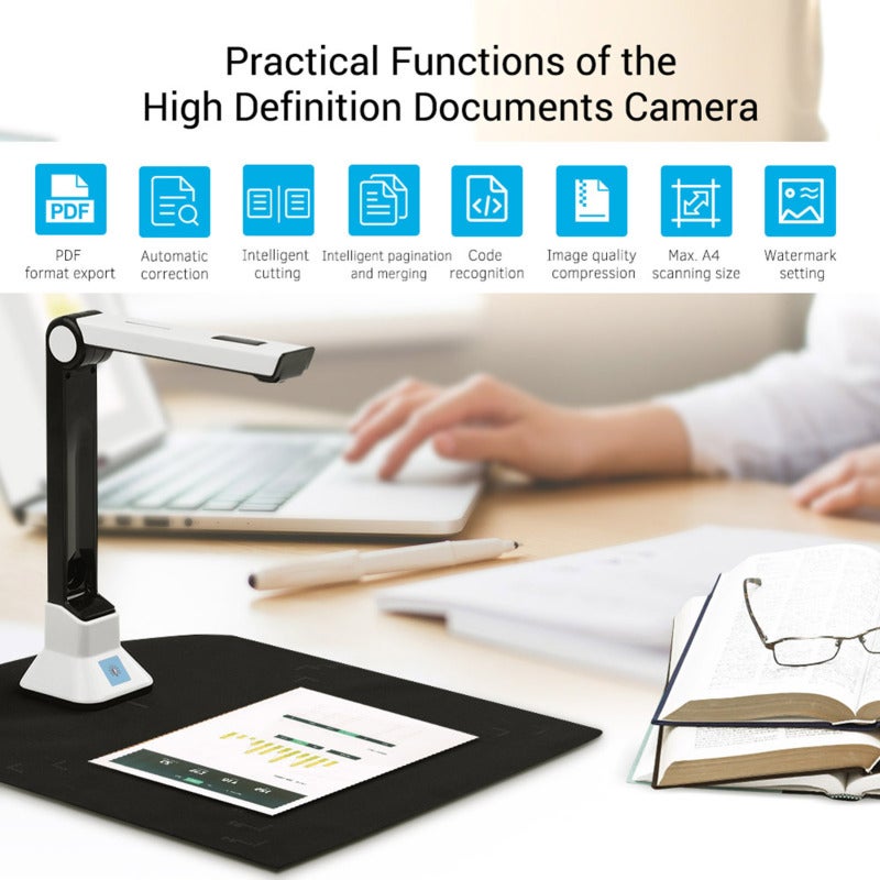 Portable Document Scanner: 10 Mega-Pixels HD Camera - Automatic Correction Intelligent Cutting PDF Export for Office Classroom Library Bank Hospital - Image 2