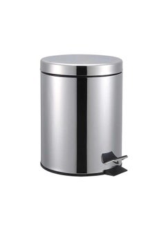 Winsor Winsor Stainless Steel Pedal Dustbin with Removable Inner Bucket - Trash Can Round Shape Dustbin for Bathroom, Home, Kitchen, washrooms, Room and Office 8 ltr  - Image 1