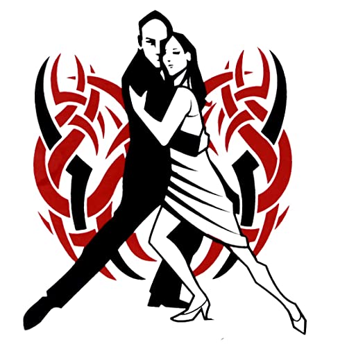 AFH Dancing Pair Waterproof Black Red Temporary Body Tattoo Stickers for Men and Women - Image 1