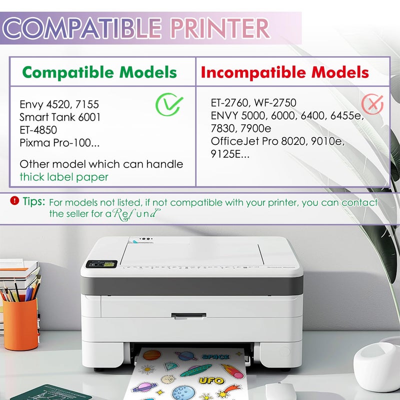 KOALA PAPER ورق ملصقات فينيل قابل للطباعة من كوالا لطابعات الحبر النفاث - 20 ورقة لاصقة بيضاء لامعة مقاومة للماء - 8.5x11 بوصة، مقاوم للتمزق، قابل للإزالة - Image 3