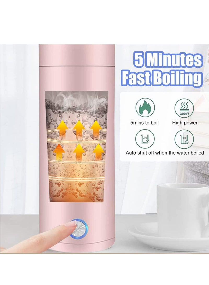 Joyelink Travel Electric Kettle,Small Portable Kettle with Non stick Coating, One Cup Hot Water Maker Travel Kettle,Portable Water Boiler,400 ml pink - Image 3