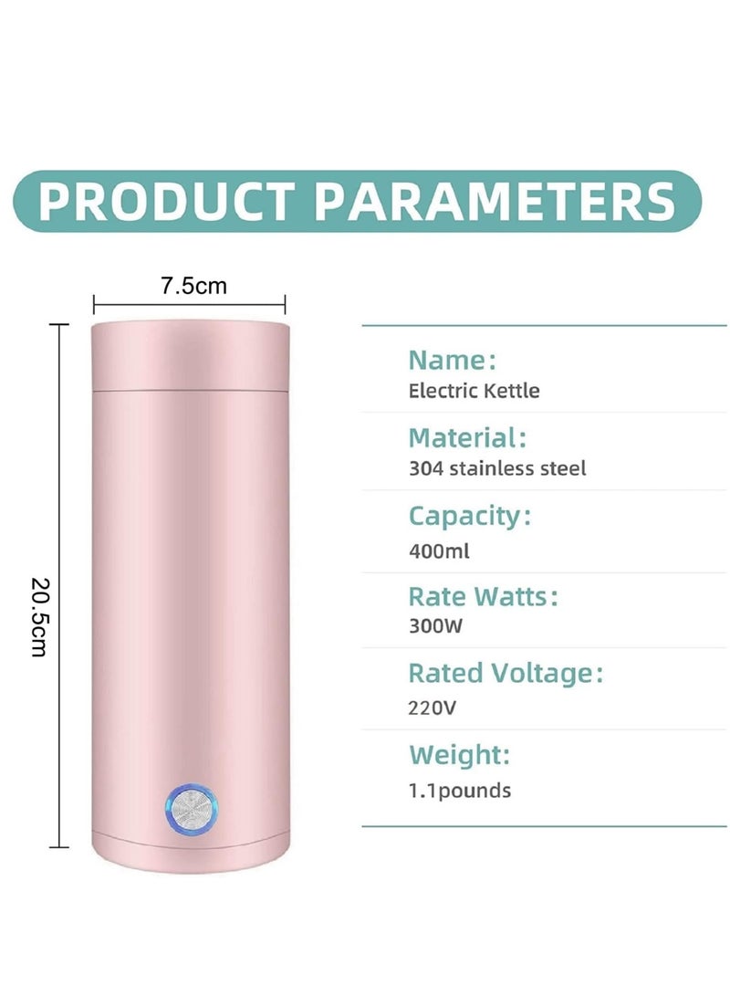 Joyelink Travel Electric Kettle,Small Portable Kettle with Non stick Coating, One Cup Hot Water Maker Travel Kettle,Portable Water Boiler,400 ml pink - Image 4