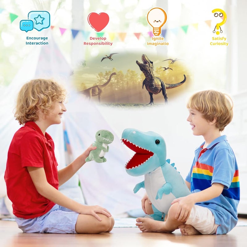 MorisMos XXL Dinosaur Bear 60cm Blue with 3 Puppies Inside, Large Plush Dinosaur, Soft Plush Dinosaur Toy for Kids, Christmas Gifts for Boys Girls - Image 5