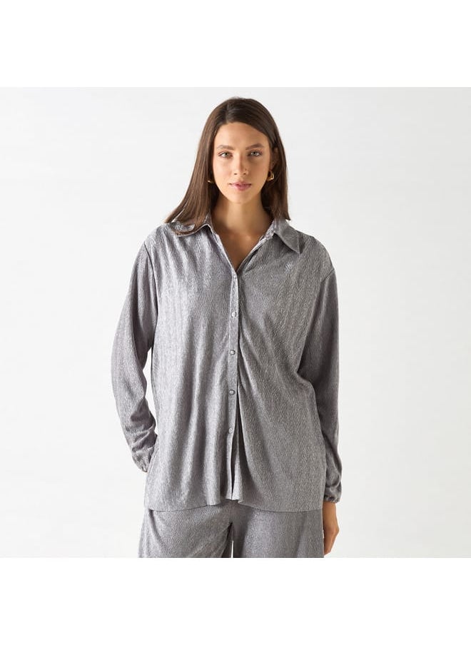 Iconic Iconic Textured Shirt with Long Sleeves  - Image 1