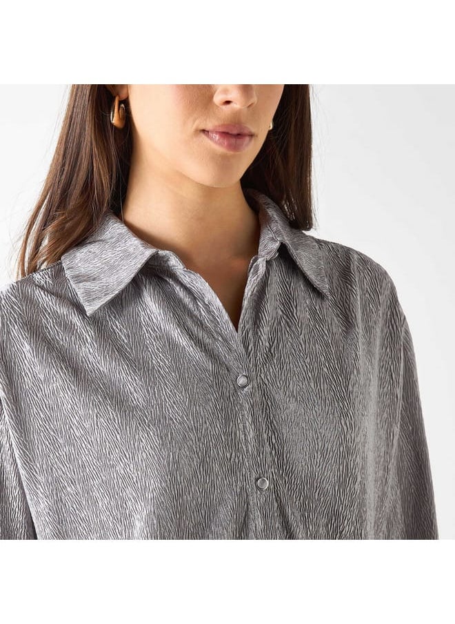 Iconic Iconic Textured Shirt with Long Sleeves  - Image 4