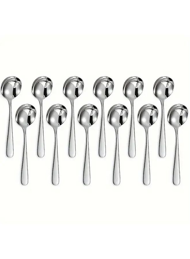 12 Pieces Stainless Steel Spoons Mirror Polished Dishwasher Safe For Home Kitchen Restaurant - Image 2