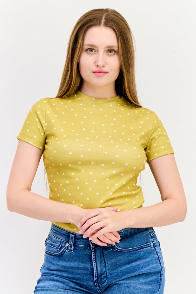 ONLY Women Crew Neck Short Sleeve Allover Print T-Shirt, Multicolor - Image 1