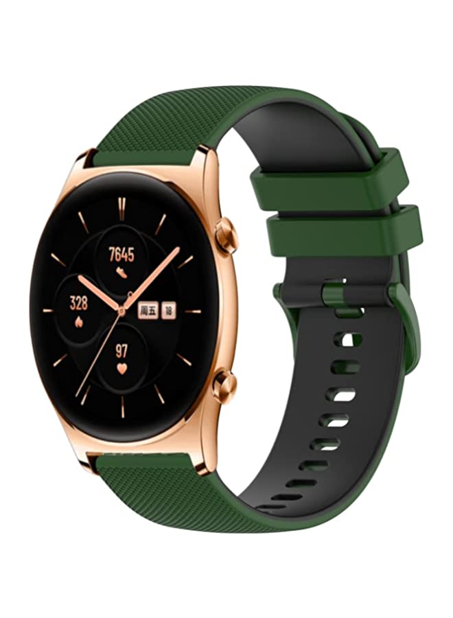 HuHa HuHa Band For Honor Watch GS 3 22mm Checkered Two-Color Silicone Watch Band (Amy Green+Black) - Image 1