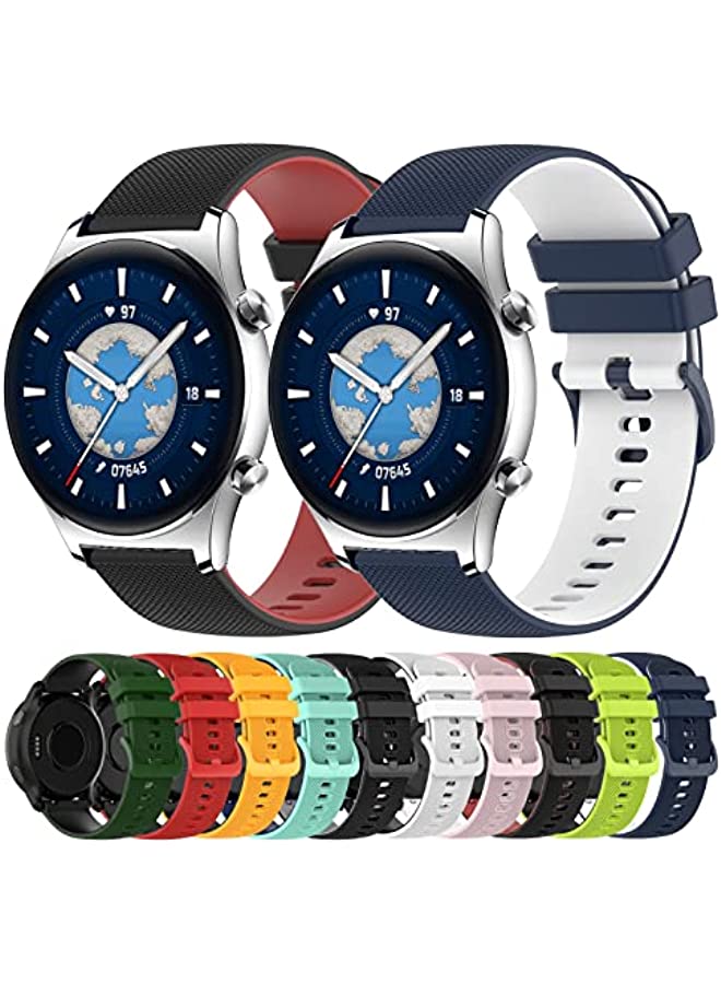 HuHa HuHa Band For Honor Watch GS 3 22mm Checkered Two-Color Silicone Watch Band (Amy Green+Black) - Image 3