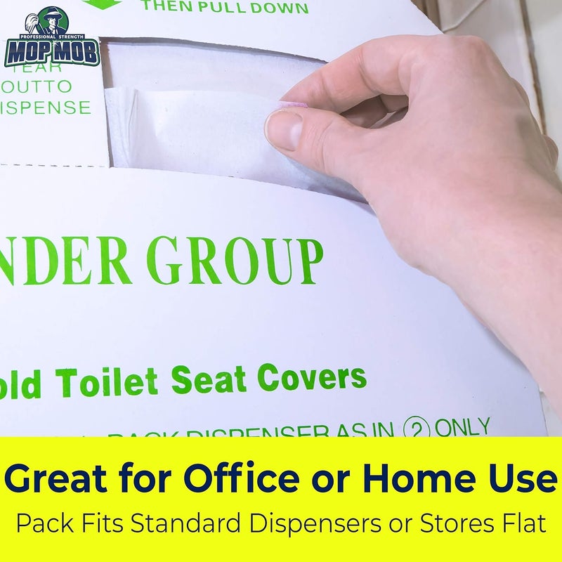 Mop Mob Biodegradable Half-Fold Toilet Seat Covers 250Pk. Self-Flushing, Disposable Potty Papers Keep Toilets Clean and Family Healthy. Mess-Free Paper Safety Covers for Commercial, Home, Travel and Kids Use - Image 5