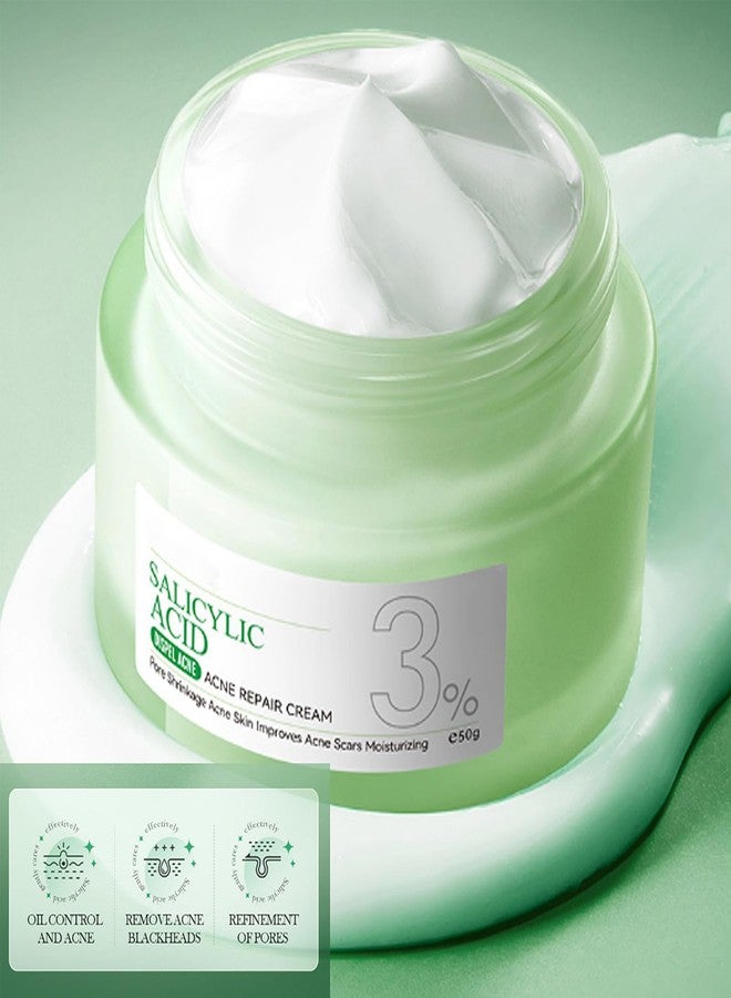 Grospe Salicylic Acid Repair Cream,Salicylic Acid Face Moisturizer,Pore Shrinkage Acne Skin Improves Acine Scars Motsturizing,Suitable for Oily, Acne Prone Skin 50g - Image 2