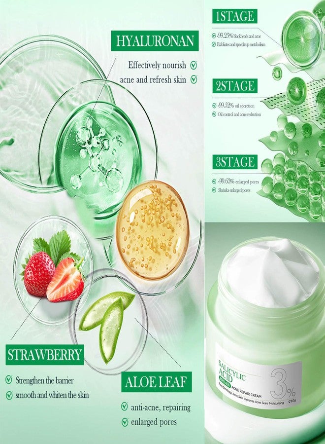 Grospe Salicylic Acid Repair Cream,Salicylic Acid Face Moisturizer,Pore Shrinkage Acne Skin Improves Acine Scars Motsturizing,Suitable for Oily, Acne Prone Skin 50g - Image 5