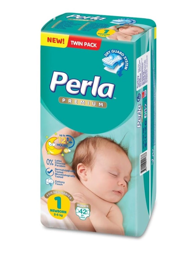 Perla Baby Premium Diapers - Twin Pack: Size 1, New Born (2 to 5kg), 42 diapers  - Image 2