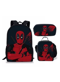 New Deadpool Cartoon Student Schoolbag Children's Backpack Backpack 29*16*42CM+ Shoulder Bag 19*6*23CM+ Pen Bag 24*7*11CM Three-piece Set