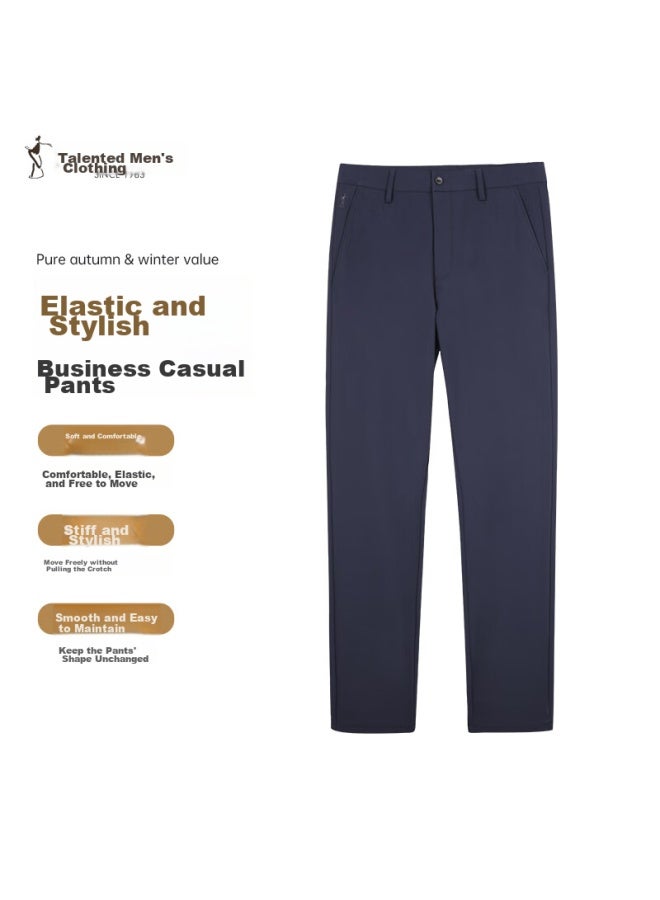 Tries Casual Pants For Men, Business Style, Autumn And Winter Thick Version, New Product, Elastic Comfortable Draping, Wrinkle-resistant, Composite Oriental Minimalist Luxury Style - Image 1