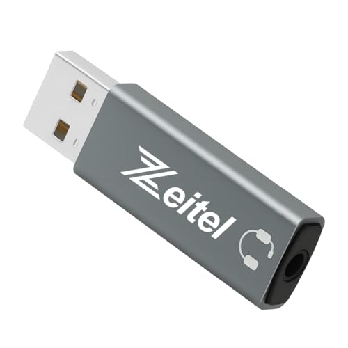 Zeitel® USB Sound Card USB to 3.5mm Jack Audio Adapter USB External Stereo Sound Adapter Converter for Laptop, PC, Compatible with PS5, PS4 Plug & Play - Image 1