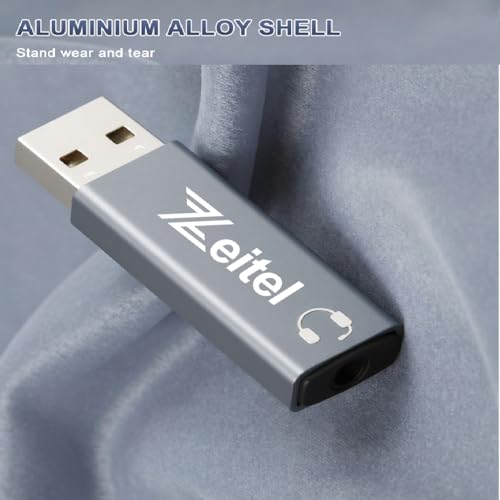 Zeitel® USB Sound Card USB to 3.5mm Jack Audio Adapter USB External Stereo Sound Adapter Converter for Laptop, PC, Compatible with PS5, PS4 Plug & Play - Image 5