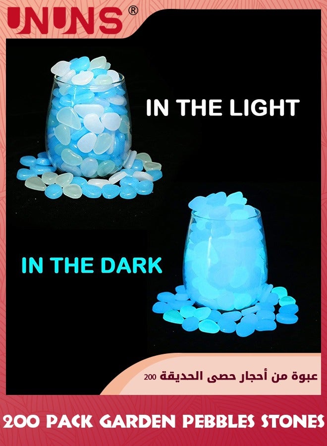 UNUNS Garden Pebbles Stones,Glow In The Dark Garden Pebbles Stones Rocks For Yard And Walkways Decor,DIY Decorative Luminous Stones In Blue,200 PCS - Image 2