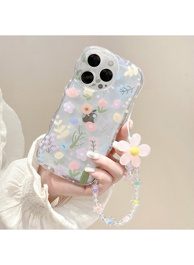 Sehan World Han Suitable For Apple Iphone 14 Promax Phone Protective Case With Airbag Shell With Chain Wrist Strap Hanging Rope Small Floral Transparent Four-corner Anti-fall Small Fresh Girl Style - Image 1