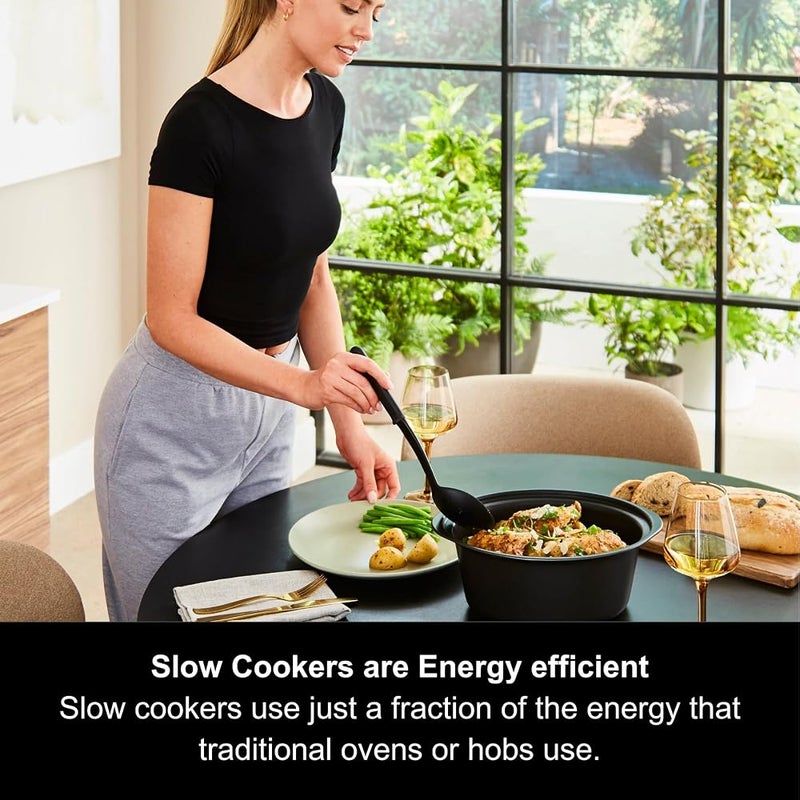 Morphy Richards 3.5L Sear & Stew Oval Slow Cooker, Dishwasher-Proof Non Stick Aluminium Pot, Cool Touch Handles, Glass Lid, Matte Finish, 163W, Titanium, 460022 - Image 3
