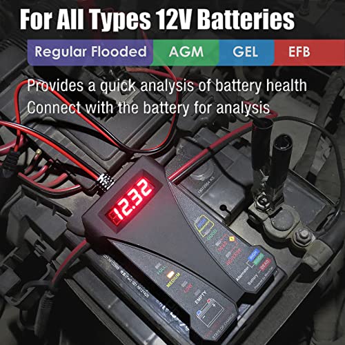 MOTOPOWER MP0514A 12V Digital Car Battery Tester Voltmeter and Charging System Analyzer with LCD Display and LED Indication - Black Rubber Paint - Image 5