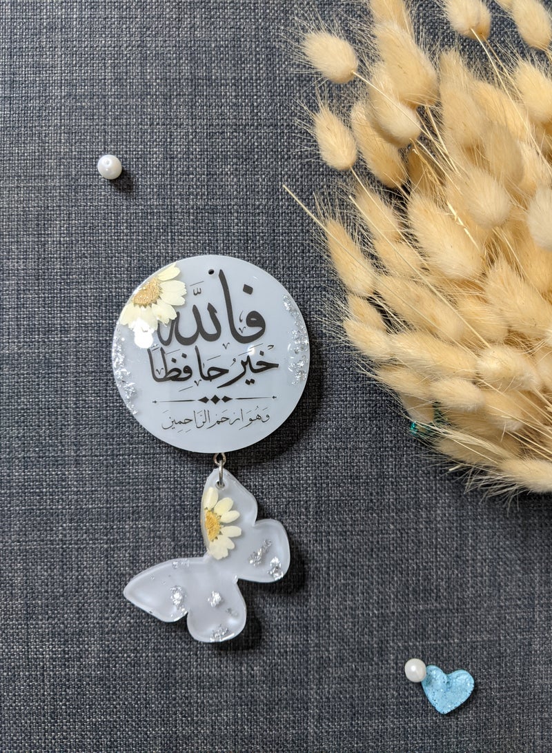 OLUDENIZ Car Accessory & Décor: Elegant Grey Turkish Resin Pendant – Handmade Butterfly Design with Ayat Al-Kursi - Image 3