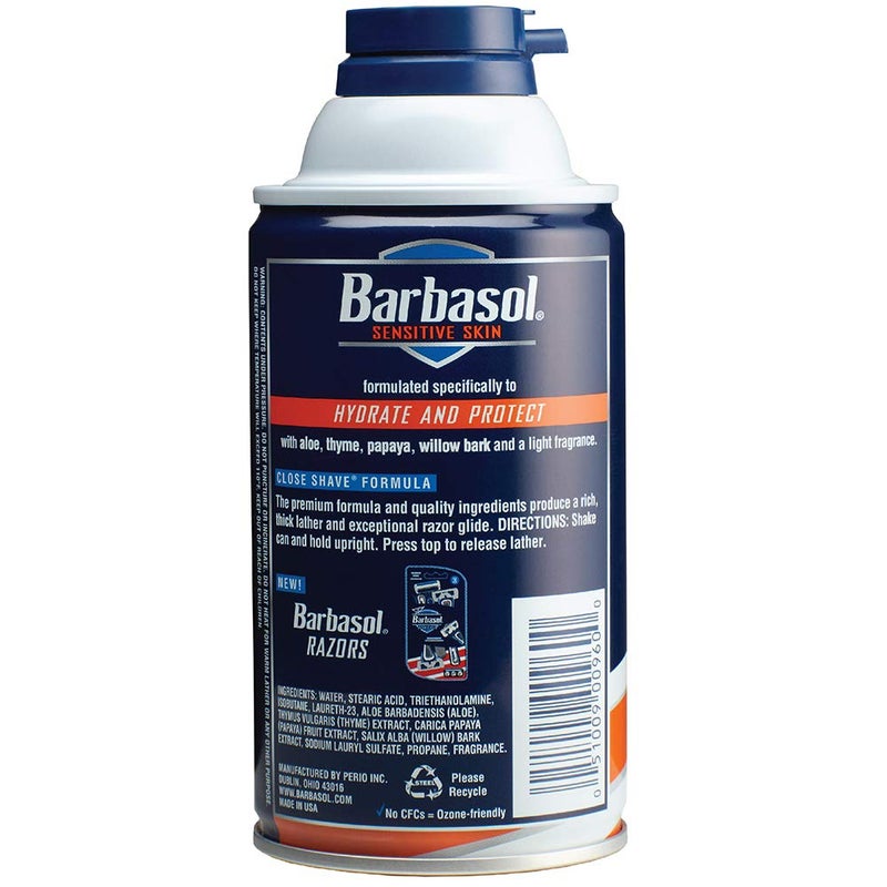 Barbasol Sensitive Skin Thick and Rich Shaving Cream for Men, 10 oz., Pack of 6 - Image 3