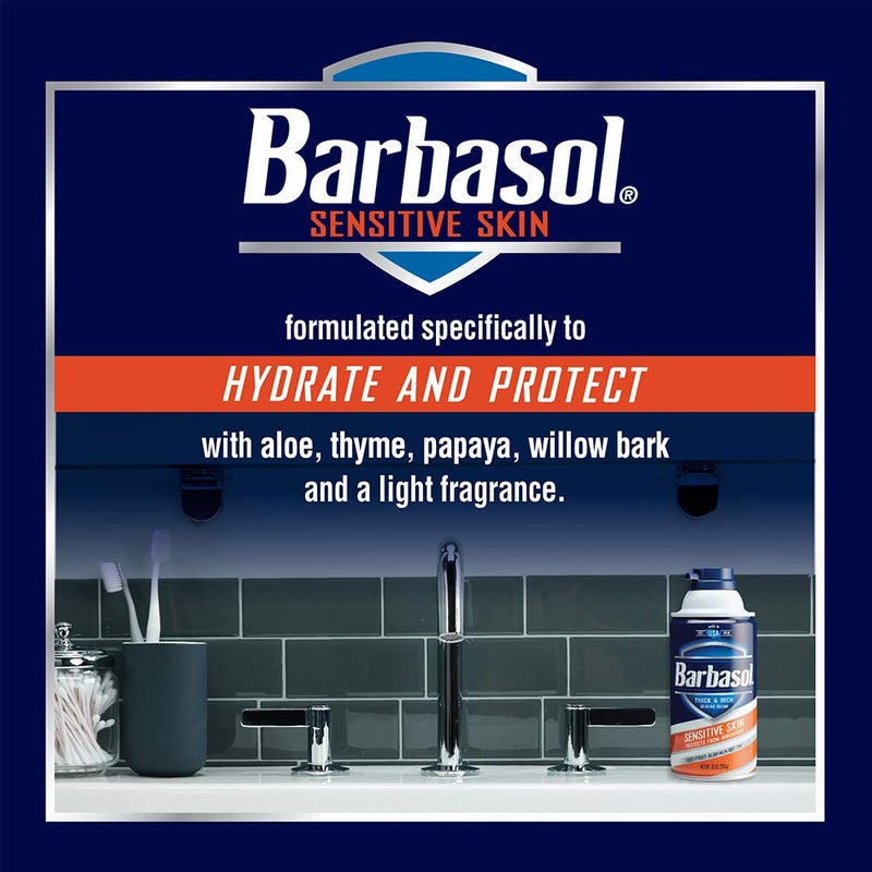 Barbasol Sensitive Skin Thick and Rich Shaving Cream for Men, 10 oz., Pack of 6 - Image 4