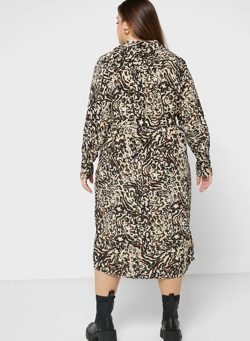Vero Moda Curve Printed V-Neck Knitted Dress