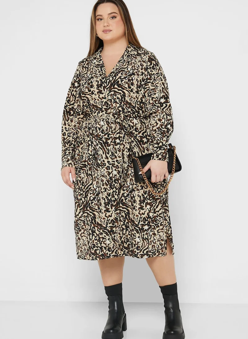 Vero Moda Curve Printed V-Neck Knitted Dress