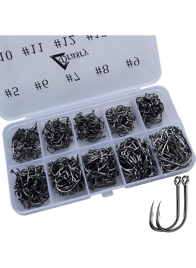 PROMASS مجموعة خطافات الصيد من Promass مصنوعة من الفولاذ عالي الكربون لصيد الأسماك في المياه المالحة والمياه العذبة