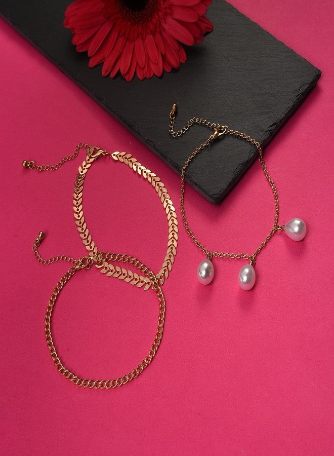 SOHI Gold Plated Pearl Anklet - Image 2