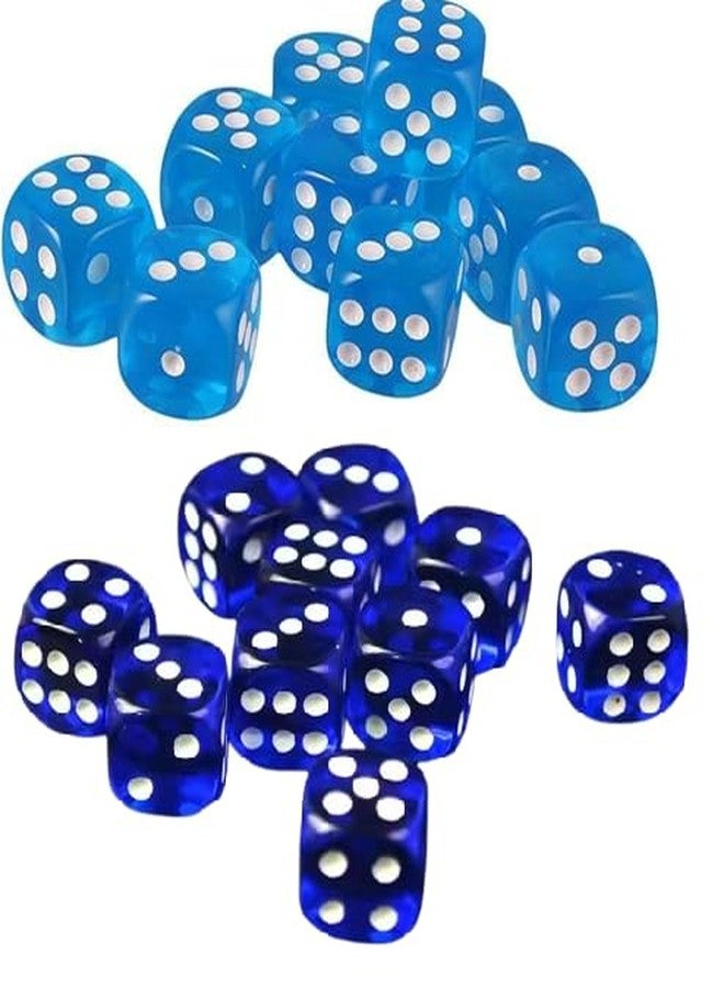 ISHARAA Six Sided 16mm Multicolour Transparent Nevy Blue & SkyBlue Colour Combination Dice for Ludo, Maths Learning, Entertainment, Parties (2 Colour Combo Dice Set) Pack of 12pcs - Image 1
