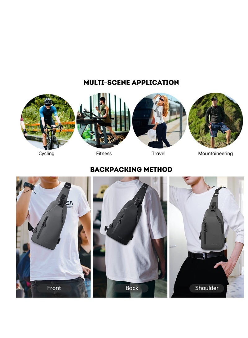 SYOSI Lightweight Sling Backpack – Unisex Chest bag Crossbody Backpack with USB Port, One Strap Sling Shoulder Bag Travel Sports Gym day pack Backpack - Image 4