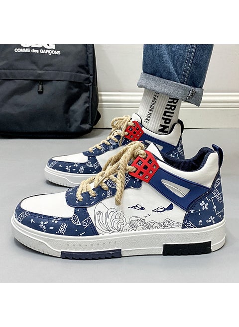Mens Spring 2024 High-Top Casual Sneakers Blue