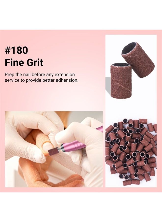 MelodySusie 100 Pcs Professional Sanding Bands Nail Manicure 180 Grit File Sand Piece Set For Nail Drill Bits - Image 4