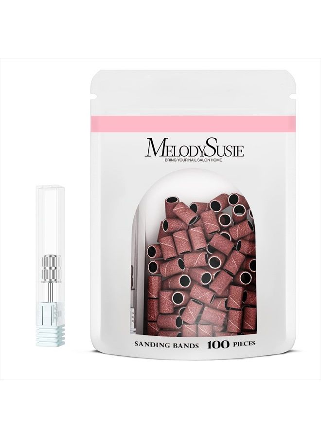 MelodySusie 100 Pcs Professional Sanding Bands Nail Manicure 180 Grit File Sand Piece Set For Nail Drill Bits - Image 1