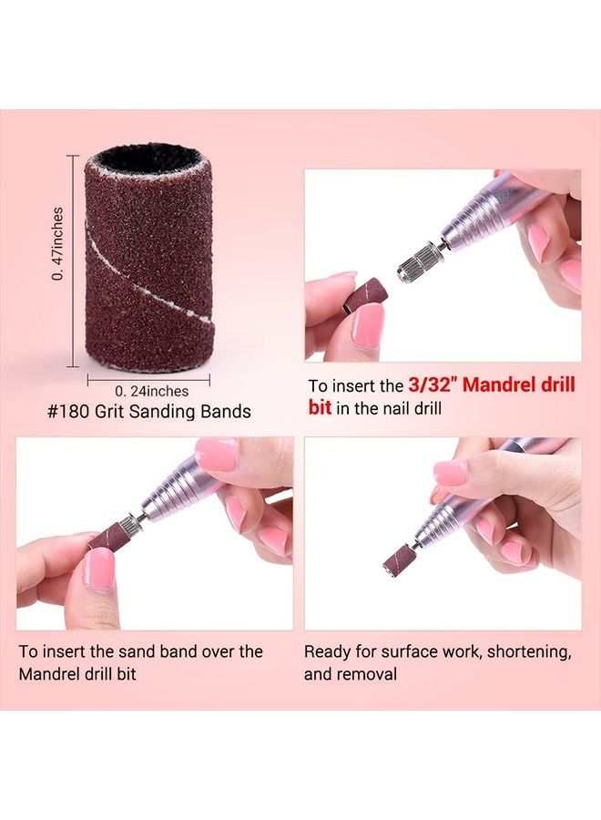 MelodySusie 100 Pcs Professional Sanding Bands Nail Manicure 180 Grit File Sand Piece Set For Nail Drill Bits - Image 2