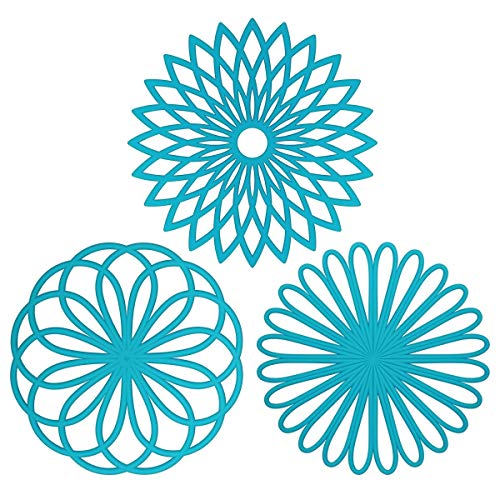 ME.FAN Silicone Trivet Mat - Kitchen Hot Pads for Pots & Dish - Insulated Teapot Trivet - Flexible, Durable, Non-Slip Large Coasters 3 Set Light Blue - Image 1