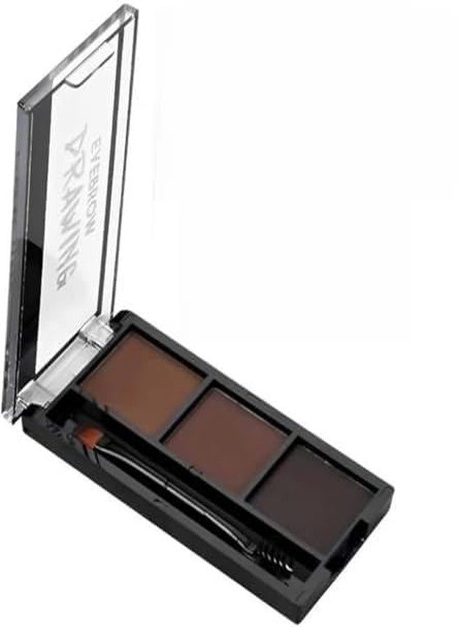 Alku Professional Eyebrow Powder Palette, 3 Shades, Matte Brown, with Applicator - Image 1